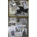 A collection of photographs including military, aviation postcards, etc.