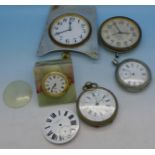 Pocket watches including 8-day, Goldsmiths & Silversmiths Co. Ltd. clock, etc.