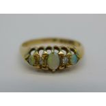 An 18ct gold, opal and diamond ring, 2.