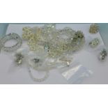 A collection of crystal necklaces, earrings,