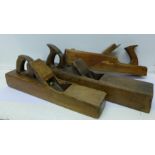 Three large woodworking planes