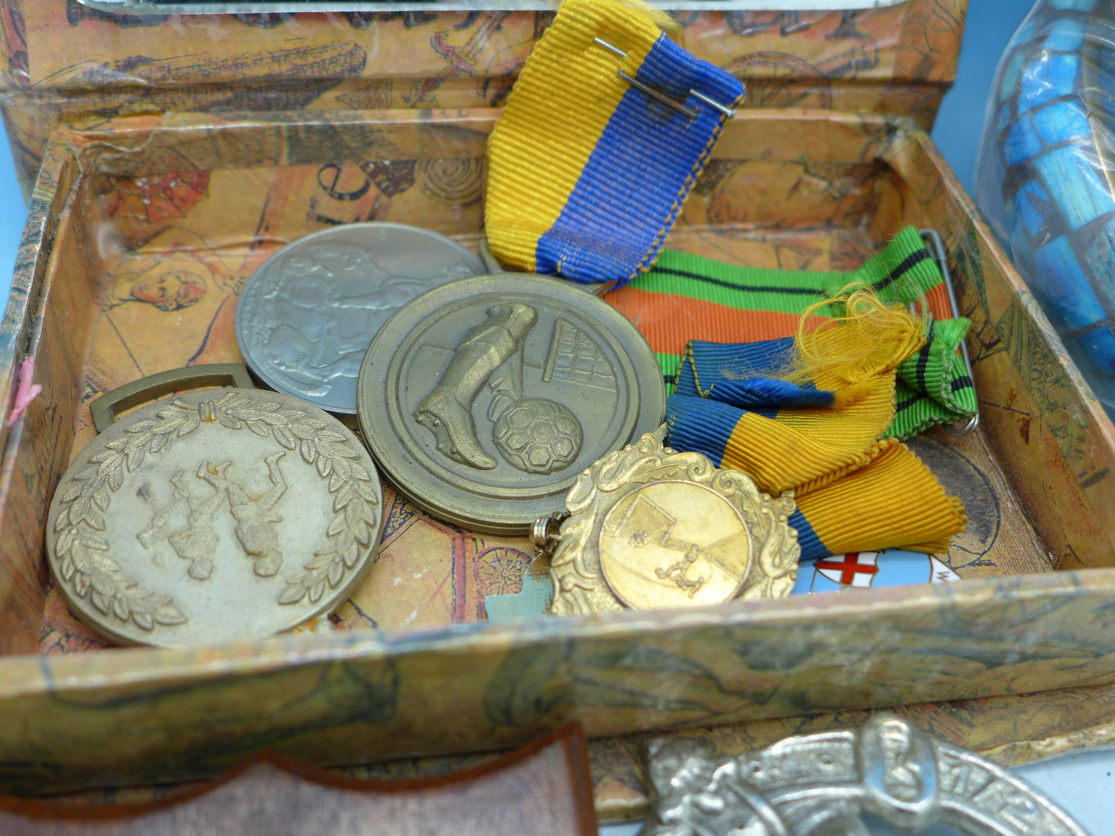 A WWII medal, other medallions, bangles, etc. - Image 2 of 2