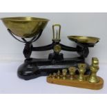 A set of scales and seven graduated bell weights, Libra Scale Co.
