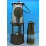 An Eccles miner's lamp and a miniature Eccles miner's lamp (2)