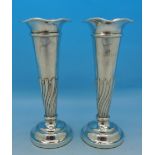 A pair of silver vases, Birmingham 1906,