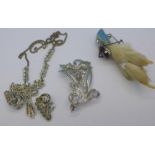 Marcasite jewellery and a claw brooch