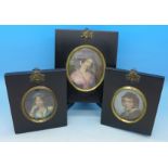 Three miniature portrait engravings