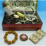 A jewellery box and jewellery, etc., 0.