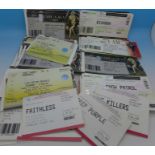 A collection of pop and rock concert ticket stubs