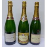 Three bottles of champagne comprising two Laurent-Perrier and J.