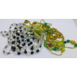 Two Czech glass bead necklaces and two other necklaces