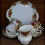 Ten pieces of Royal Albert Old Country Roses teaware