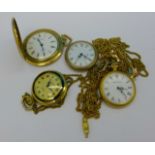Four lady's pendant watches