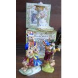 Four Royal Doulton Bunnykins figures and three Royal Doulton Brambly Hedge figures,