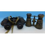 A pair of WWII Taylor-Hobson x6 binoculars and a pair of opera glasses with Property of U.A.D.C.