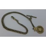 A silver Albert with graduated links and silver fob,