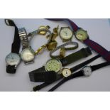 Assorted wristwatches including a gentleman's Cyma Cymaflex,