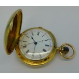 An 18ct gold full hunter pocket watch with repeater,