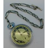 An Ingersoll pocket watch with Albert chain