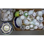 Royal Albert teawares, Dorchester Stars and Stripes teaset, unfinished Royal Crown Derby plates,