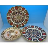 Three Royal Crown Derby Imari pattern plates,