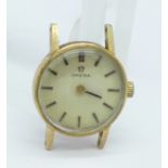 A lady's 9ct gold Omega wristwatch head a/f