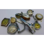 A silver cased Rolex wristwatch with water damaged (rusty) movement,