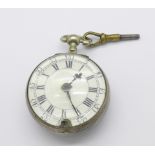 A silver cased verge pocket watch, Scholefield, London, the case hallmarked London 1757,