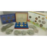 A cased set of Jersey coins 1066-1966, a 1992 UK coin set,
