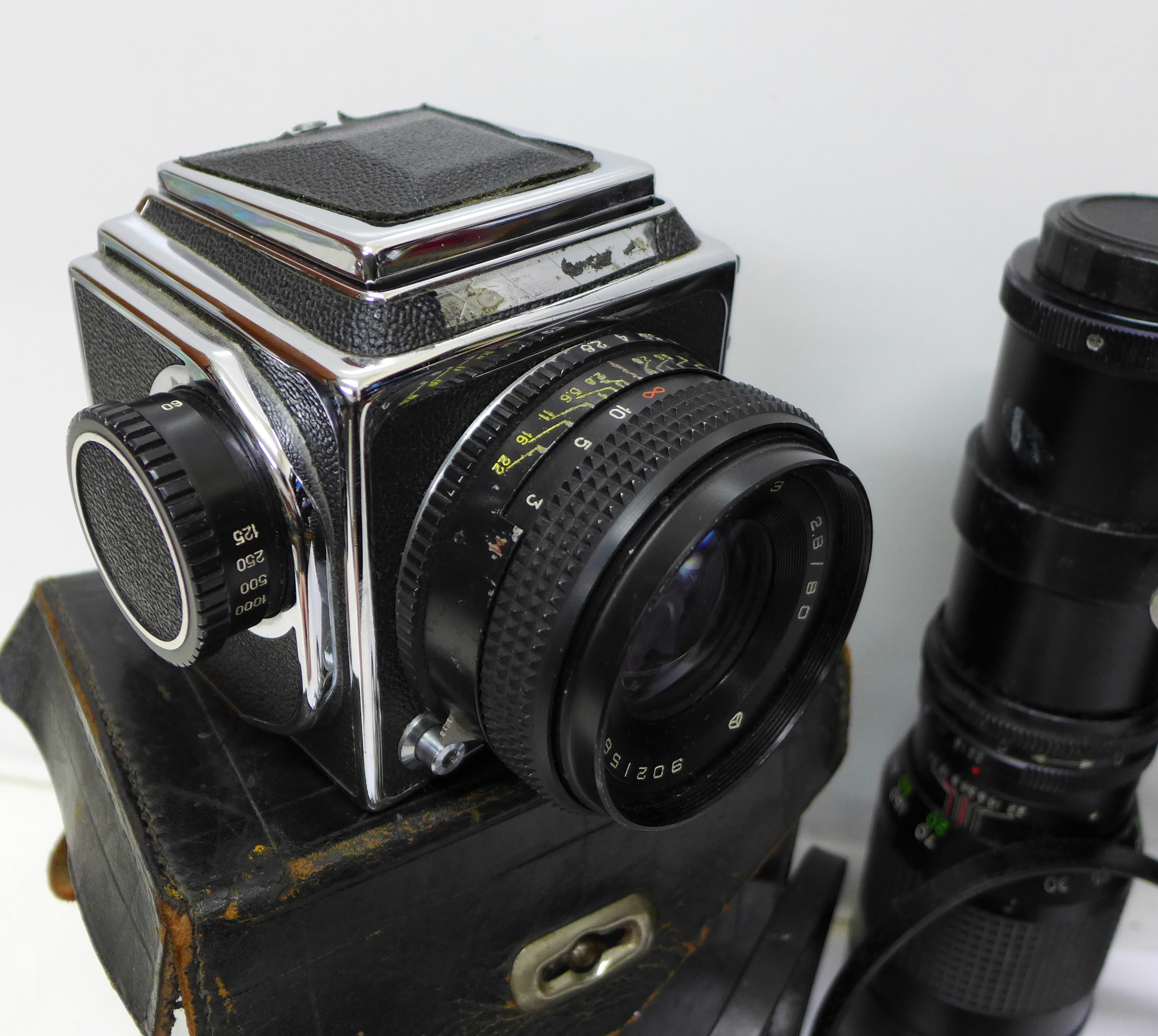 A Russian Kev 120 medium format camera, a Yashica Electro 35 Range finder camera, - Image 2 of 5