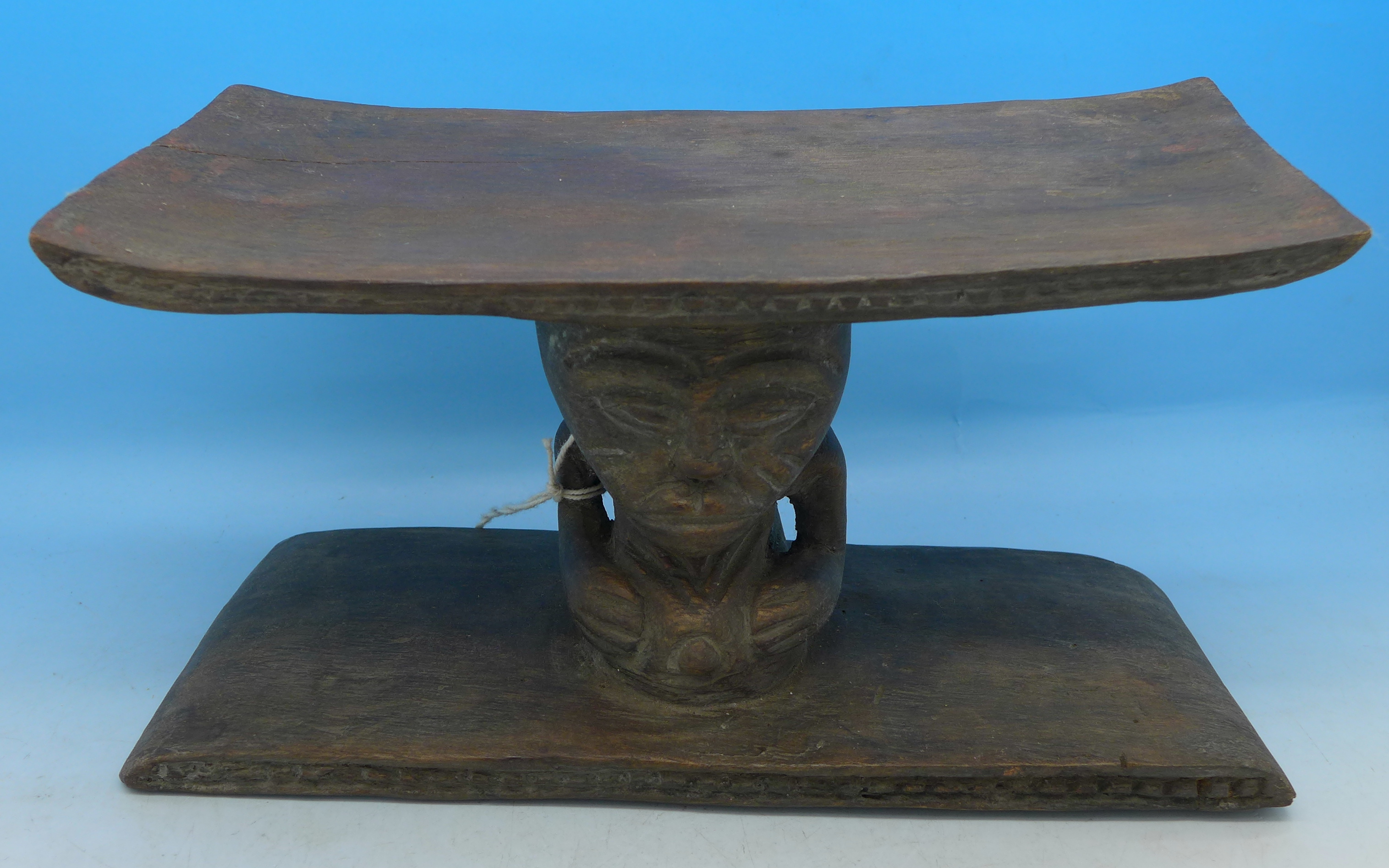 African tribal souvenir; a carved Kuba head rest,