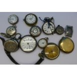 Fob and pocket watches including silver cased,