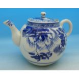 A Chinese blue and white teapot with inner 'strainer',