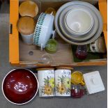 Retro kitchenalia including Crown Devon storage jars