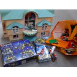 A Mega Blox dolls house and a collection of Lego