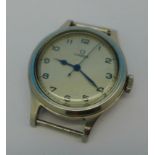 An Omega wristwatch movement in a later military issue wristwatch case