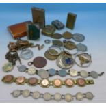 Assorted items including vesta cases,