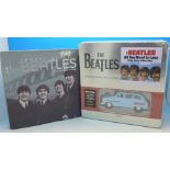 Images of The Beatles and a The Beatles single sleeve Die-Cast Collectable in presentation tin