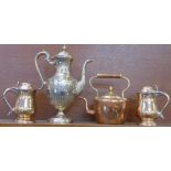 A pair of plated tankards,