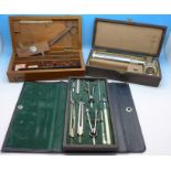 A cased drawing set,