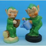 Two small Shelley Mabel Lucie Attwell pixie figures,