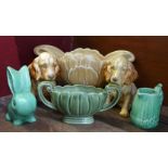 A collection of Sylvac and other pottery including a pair of spaniels,