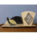 A French Art Deco marble mantel clock