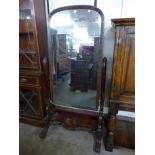 A Victorian mahogany cheval mirror