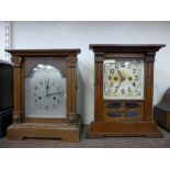 Two early 20th Century German beech mantel clocks