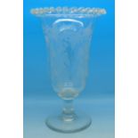 An etched glass celery vase,