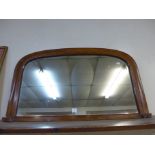 A Victorian inlaid walnut overmantel mirror