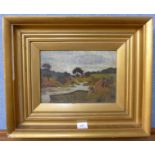 English School (19th Century), river scene, oil on canvas,