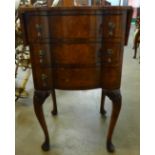 A burr walnut drop leaf bedside chest