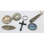 Two Victorian silver brooches, one depicting and marked Christ Church, (college Oxford),